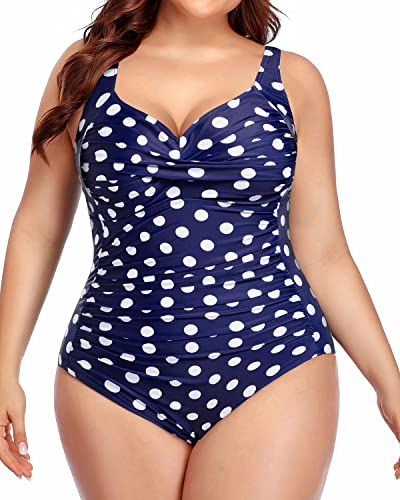 Tummy Control Plus Size Swimwear Twist Front Ruched Bathing Suits