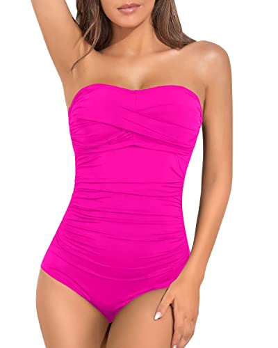 Strapless One-Piece Swimsuit For Women Tummy Control Bandeau Bathing S –  Yonique