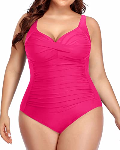 Neon pink plus size swimsuit 2025