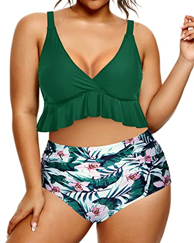 Plus Size Bathing Suits For Women Two Piece Ruffle Swimsuits For
