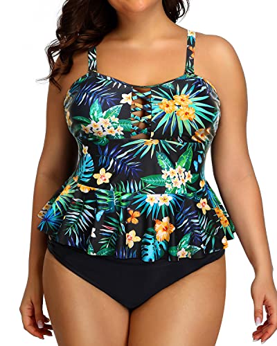 Peplum Tankini Tops And High Waisted Swimwear For Women Plus Size