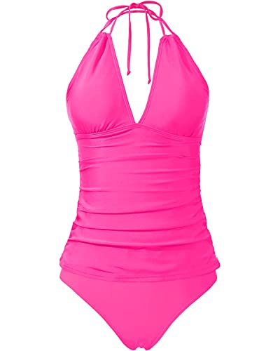 Plus Size Two Piece Tummy Control Tankini Swimsuits