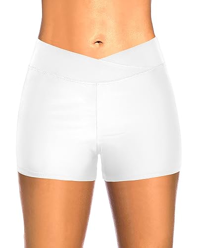 Cross Waist Tankini Bottoms Solid Board Shorts