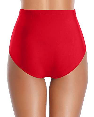 Women's High Waisted Ruched Full Coverage Bikini Bottom Swimsuit Bottom