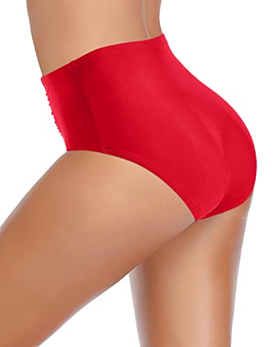 Women's High Waisted Ruched Full Coverage Bikini Bottom Swimsuit Bottom