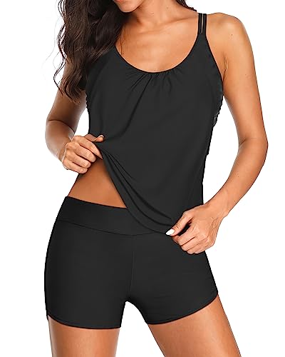 Athletic Blouson Double Up Two Piece Tankini Swimsuits