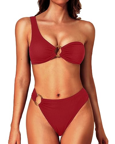 Single Shoulder Bikini Two Piece Bathing Suit