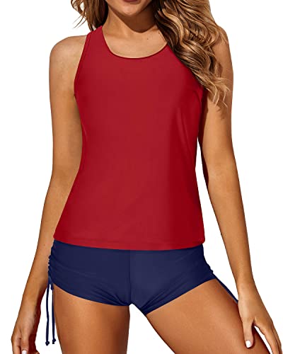 Peplum Tankini Tops Built-In Padded Bra For Women Plus Size