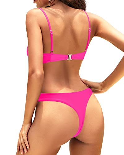 Women's Brazilian Thong Scoop Neck Two Piece Bikini Set Bathing Suit