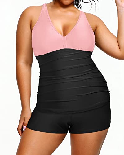 Womens Plus Size Swimsuits Tummy Control Tankini Two Piece Athletic Swimwear