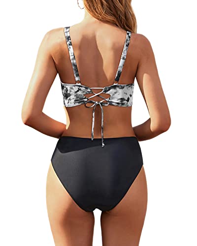 Women's Two Piece High Waisted Bikini Set Tummy Control Full Coverage Swimsuit