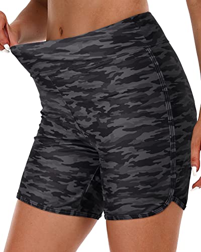 Womens Swim Shorts High Waisted Swim Bottoms Tummy Control Boy Shorts