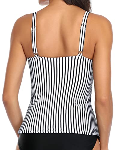 V Neck Swim Tank Top Tummy Control Tankini Swimsuit Tops for Women