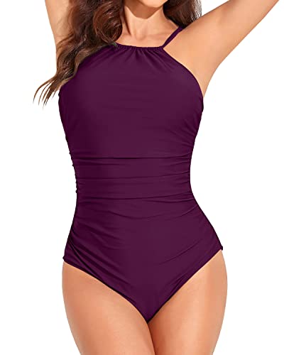 Tummy Control High Neck Swimwear One Piece Bathing Suit for Women