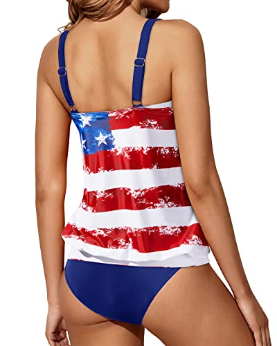 Stylish Two Piece Swimsuits Loose Fit Blouson Tankini for Women