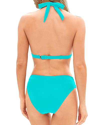 Retro Halter Swimsuit Women's Push Up Bikini Set Vintage Two Piece Bathing Suits