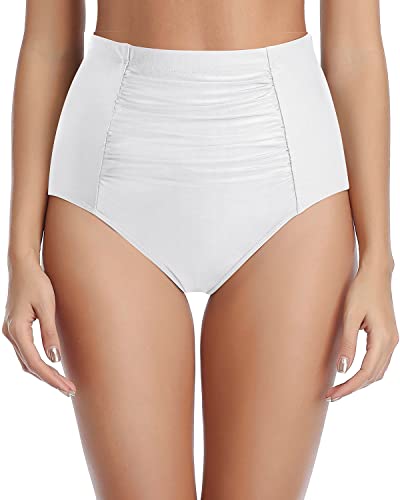 Full Coverage Ruched High Waisted Women's Bikini Bottom Swimsuit Bottom