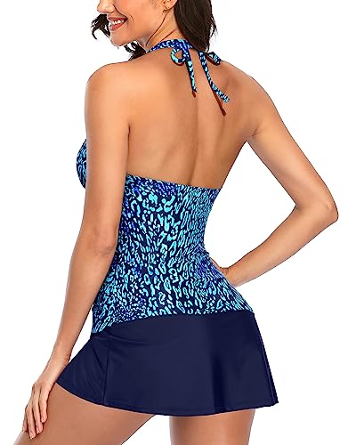 Halter V Neck Two Piece Tummy Control Swimsuits