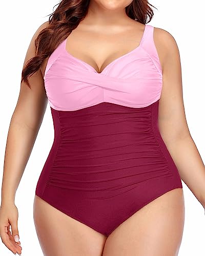 Plus Size Twist Front Ruched Swimwear