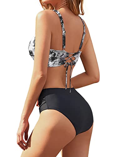 Women's Two Piece High Waisted Bikini Set Tummy Control Full Coverage Swimsuit