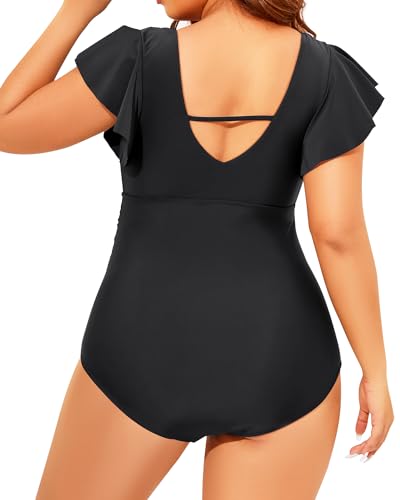 Plus Size V-Neck Ruffled One Piece Swimsuit