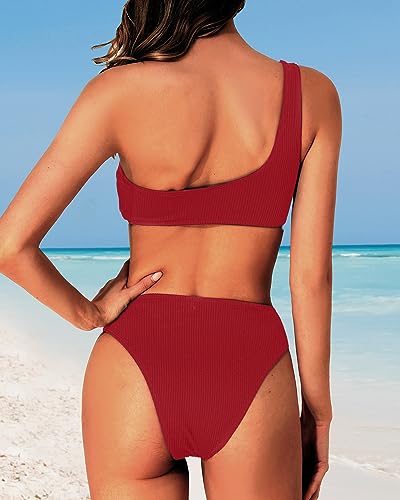 Single Shoulder Bikini Two Piece Bathing Suit