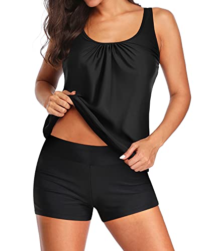 Blouson Tankini Swimsuits for Women Loose Fit Modest Two Piece Bathing Suits