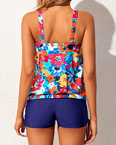 Modest Loose Fit 2 Piece Tankini Swimsuits for Women Blouson Swimwear