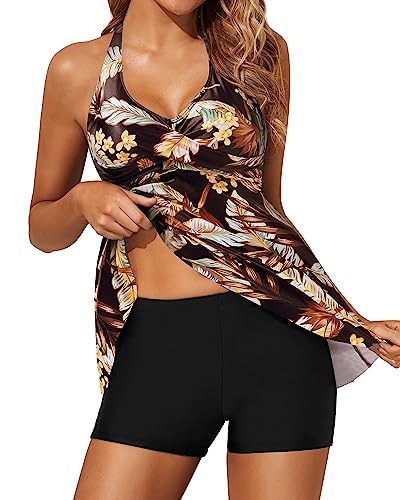 Two Piece Halter V Neck Tankini Swimsuits