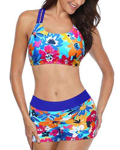 Flattering Swimwear Set Women's Tankini Swimsuits with Boy Shorts