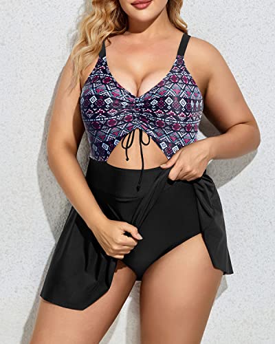 Plus Size Swimwear V Neck Cutout Swimdress for Women's Bathing Suits