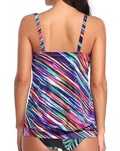 Haut De Tankini Double NEXT Taille 38D - Rayé Marron/rose, Neuf Sans étiquettes