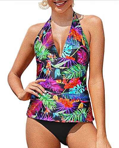 Plus Size Two Piece Halter Ruched Bathing Suit