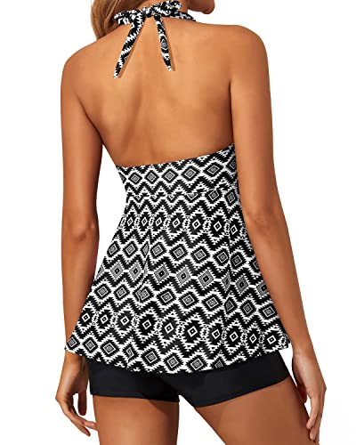 Women's Tankini Swimsuits Halter V Neck Flowy Twist Front Two Piece Bathing Suits