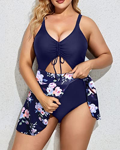 Women's Plus Size Swimwear Tie front V Neck Push Up Padded bra Bathing Suit