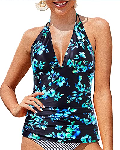 Halter Tankini Tops V Neck Swim Tops