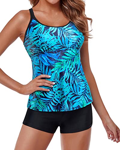 Tummy Control Athletic Swimwear for Women Two Piece Tankini Swimsuits