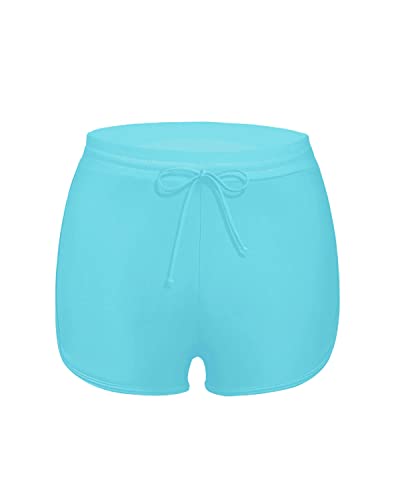 Women's Drawstring Swimsuit Bottoms Board Shorts Swim Bottoms-Aqua