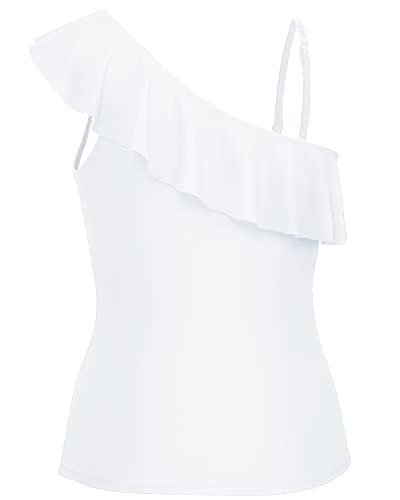 Front Ruched Strapless Bathing Suit Tops Tummy Control Swimsuit Tops-White