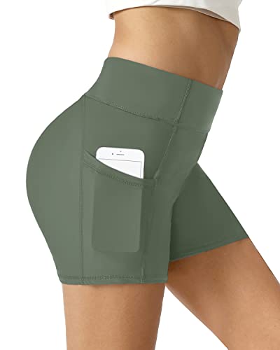 Tummy Control Swim Shorts For Women Tankini Bottom-Army Green