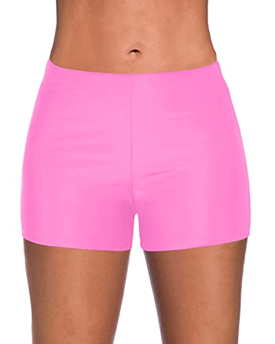 Women's Versatile Womens Tankini Bottoms Swimsuit-Light Pink
