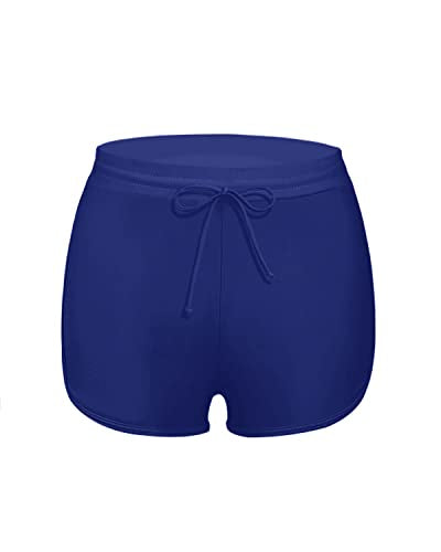 Nylon Spandex Board Shorts Swim Bottoms-Blue