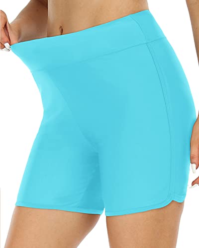 Women's High Waisted Swim Shorts Board Shorts-Aqua