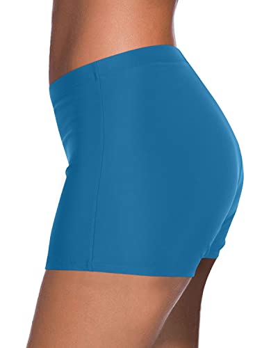 Women's Stretchy Friendly Material Tankini Bottoms Swimsuit-Blue