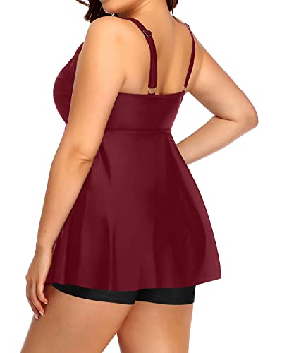 Padded Push Up Bra Swimsuits Adjustable Straps For Ladies-Maroon