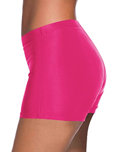 Women's Casual Mid Waist Swimsuit Shorts Bathing Suit Bottoms For Summer-Light Rose Pink