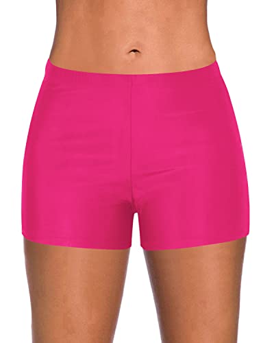 Women's Casual Mid Waist Swimsuit Shorts Bathing Suit Bottoms For Summer-Light Rose Pink