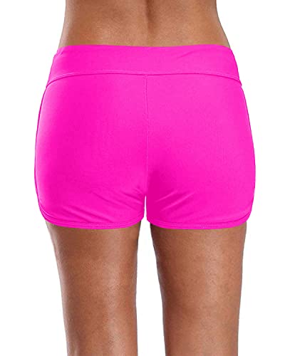 Summer Beach Outdoor Swimming Casual Wear Swim Shorts-Neon Pink