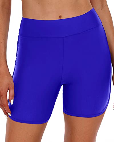 Tummy Control Bathing Suit Bottom Boy Shorts Swimsuit Bottom For Women-Royal Blue