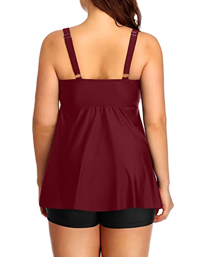 Padded Push Up Bra Swimsuits Adjustable Straps For Ladies-Maroon